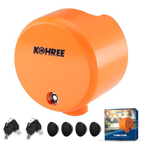Kohree قفل وصلة المقطورة من كوهري، قفل هيتش ثقيل الوزن يناسب 2-5/16"، 2" وصلات، قفل مقطورة RV، قفل لسان مصنوع من الصلب المتين مع مفاتيح، برتقالي - Image 1