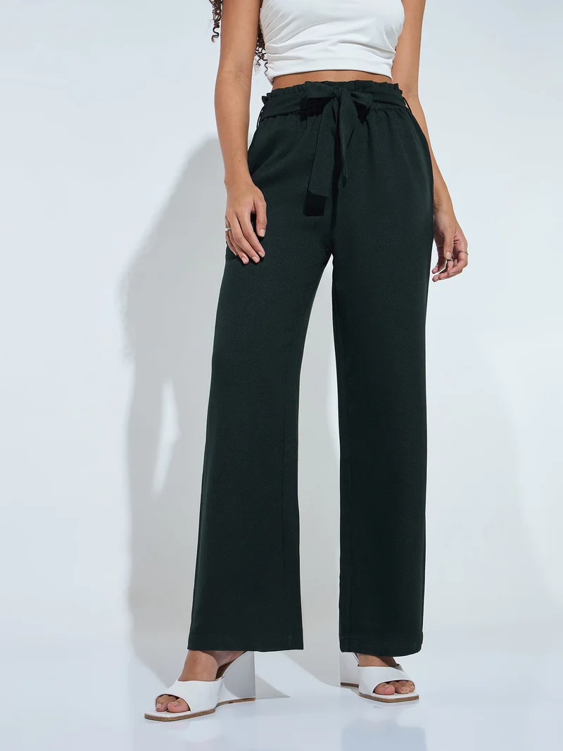 Green Paper Bag Tie Up Pant