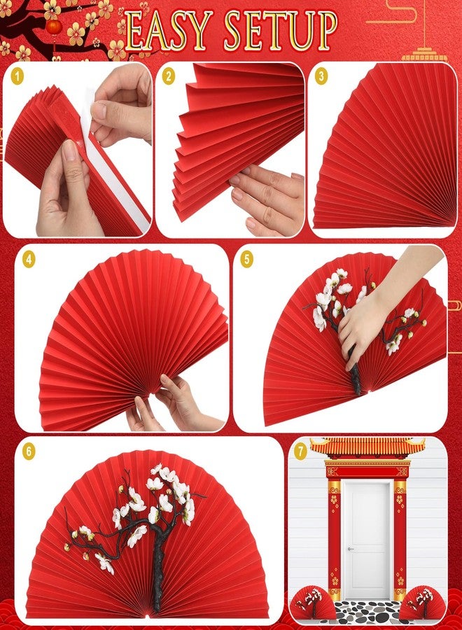 Haull Japanese Hibachi Party Decorations Asian Chinese Decor Supplies Includes Door Banner Carpet Paper Fans Plum Blossom for Japanese Chinese Asian Birthday Party Photo Backdrop Decorations Supplies - Image 3