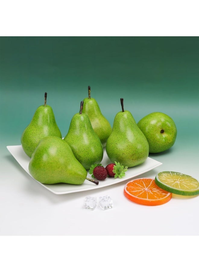 LATIFA  6pcs High-grade Artificial Green Pear Decoration Fake Fruit Adornment Food Toy Home Party Holiday Decoration - Image 2