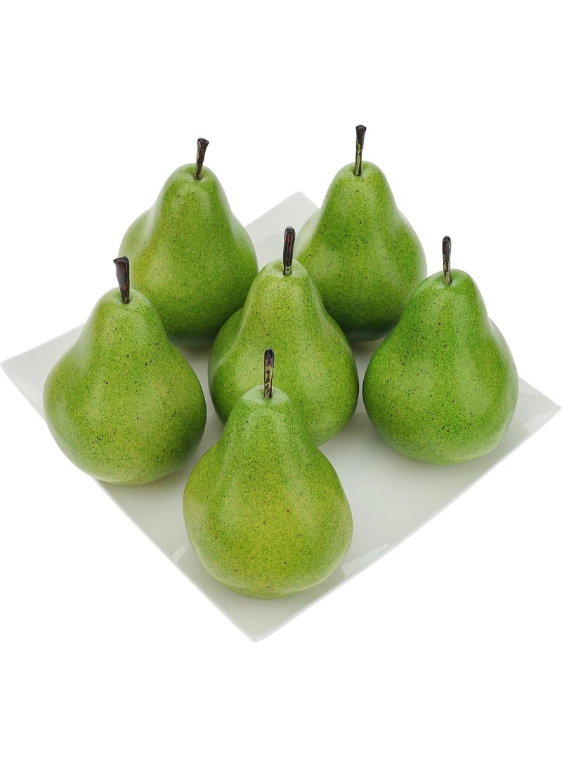 LATIFA  6pcs High-grade Artificial Green Pear Decoration Fake Fruit Adornment Food Toy Home Party Holiday Decoration - Image 3