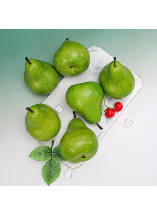 LATIFA  6pcs High-grade Artificial Green Pear Decoration Fake Fruit Adornment Food Toy Home Party Holiday Decoration - Image 1
