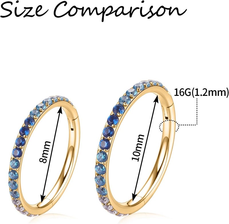 FUNLMO Store 20G 18G 16G 12G Nose Ring Hoop Conch Rook Daith Helix Tragus Piercing Jewelry 316L Surgical Steel Cartilage Earring Conch Hoop Earring Septum Jewelry Belly Lip Ring 5mm to 14mm - Image 2