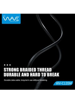 Wave Micro USB Data Charging 1M Cable With Braided Skin - Black  - Image 5