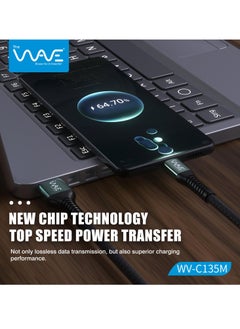 Wave Micro USB Data Charging 1M Cable With Braided Skin - Black  - Image 2