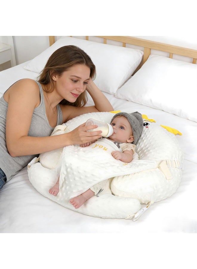Bukela 3-in-1 Multifunctional Breastfeeding Pillows, Baby Nursing Pillow with Sloped Design, Reflux Pillow for Baby, Newborn Babies Essentials Gifts (White) - Image 1
