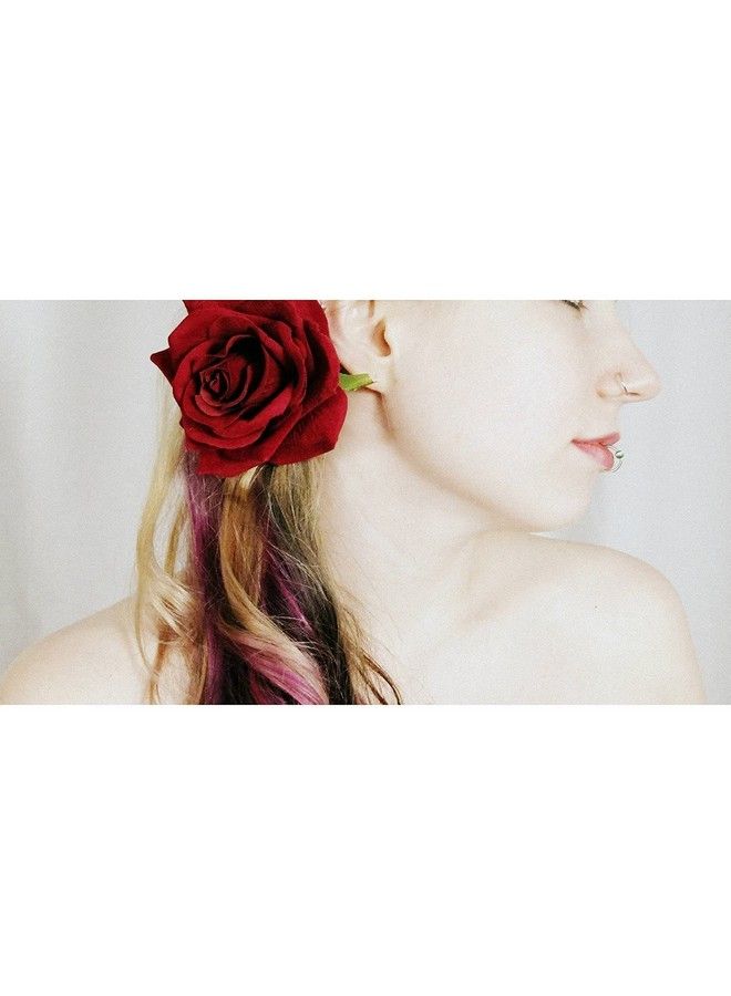 Agnirva Velvet Red Rose Flower Hair Clips For Women And Girls Flower Clips For Daily And Casual Use For Ladies Set Of 2 (Pack Of 1) - Image 4