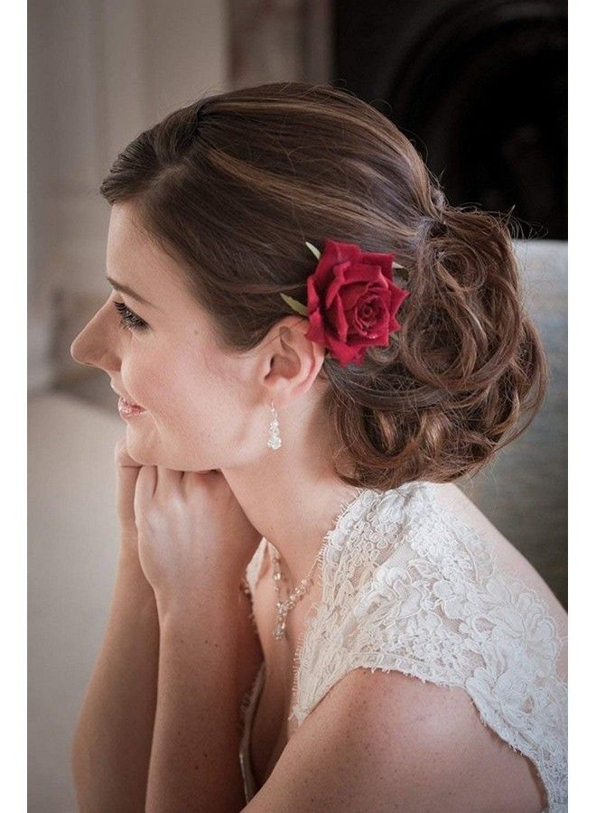 Agnirva Velvet Red Rose Flower Hair Clips For Women And Girls Flower Clips For Daily And Casual Use For Ladies Set Of 2 (Pack Of 1) - Image 2