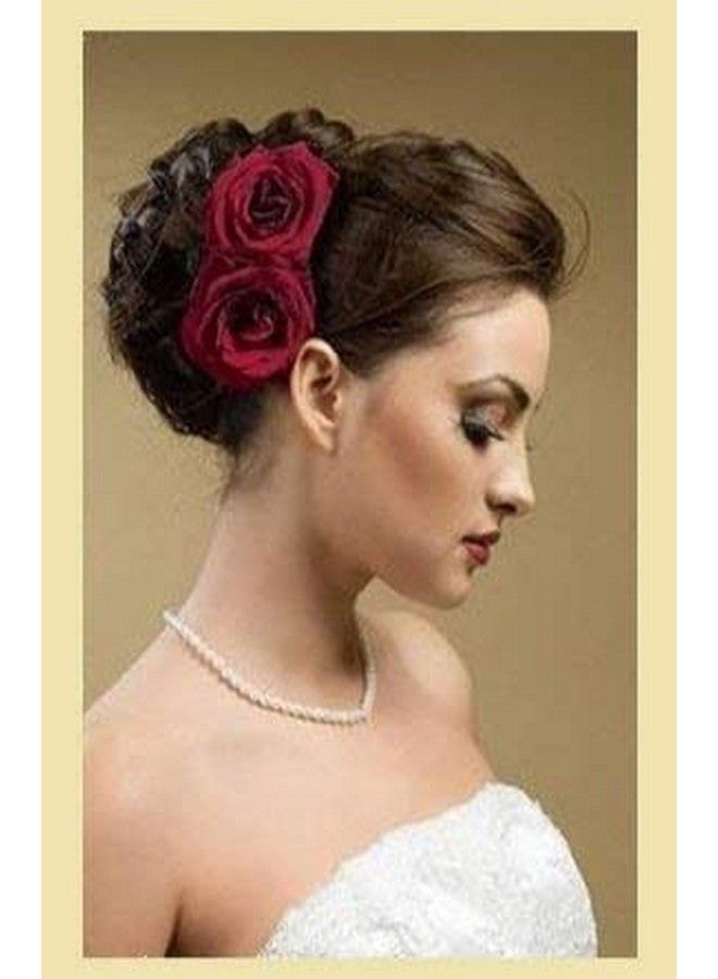 Agnirva Velvet Red Rose Flower Hair Clips For Women And Girls Flower Clips For Daily And Casual Use For Ladies Set Of 2 (Pack Of 1) - Image 5