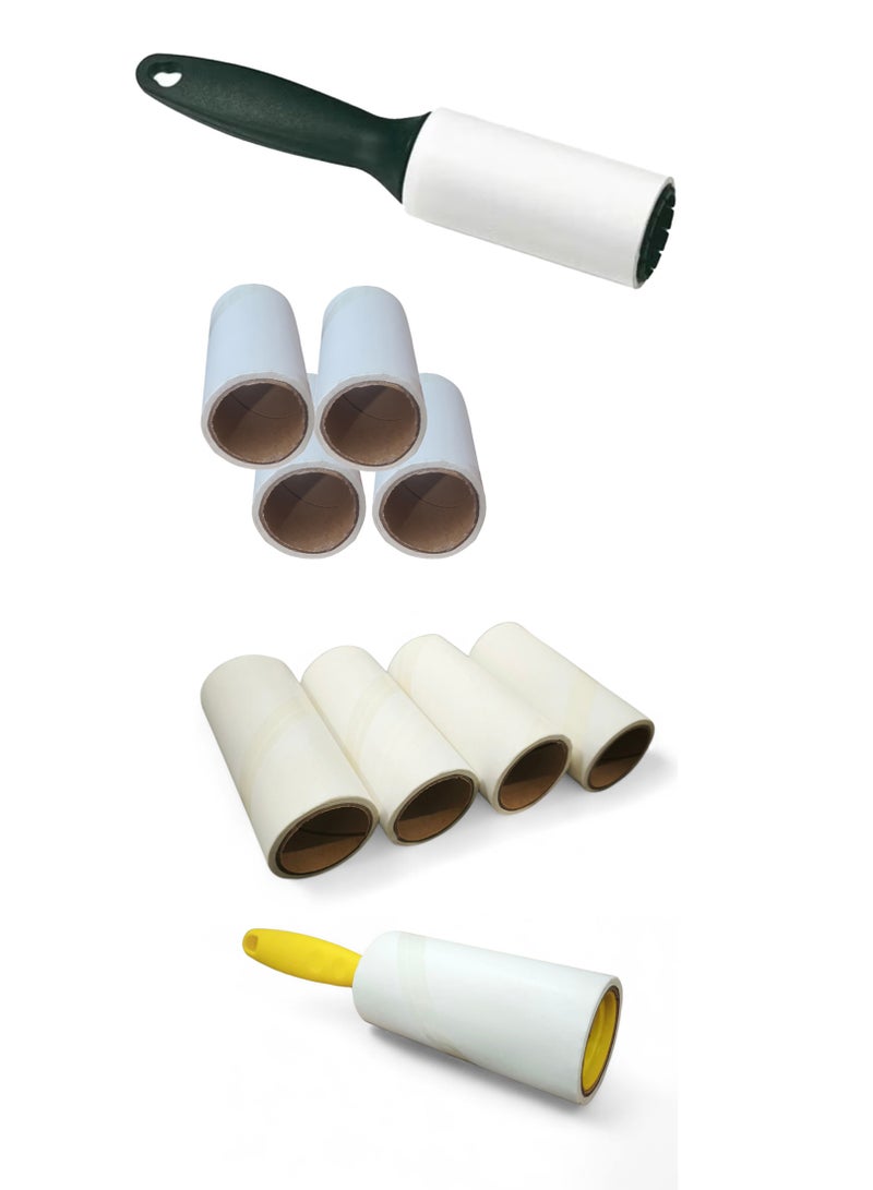 هبّة مجموعتان من أسطوانة إزالة الوبر متعددة الوظائف مع 4 أسطوانات لاصقة إضافية قابلة لإعادة التعبئة لإزالة الوبر الليفي وشعر الحيوانات من الملابس - Image 1