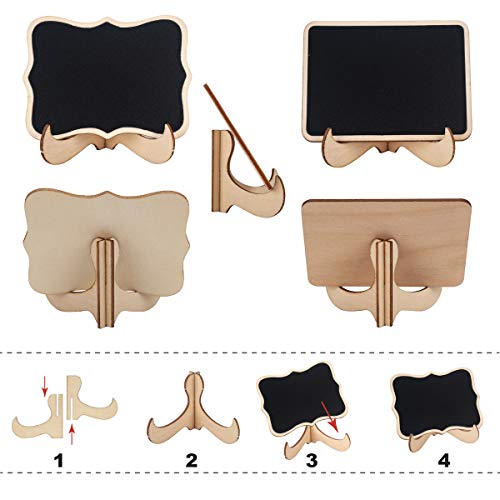 OnUpgo Mini Chalkboard Signs, 20 Pack Small Chalkboard Labels Table Signs with Easel Stand, Wooden Blackboards for Wedding Decor, Party Buffet Display, Place Cards, Food Labels - Image 4