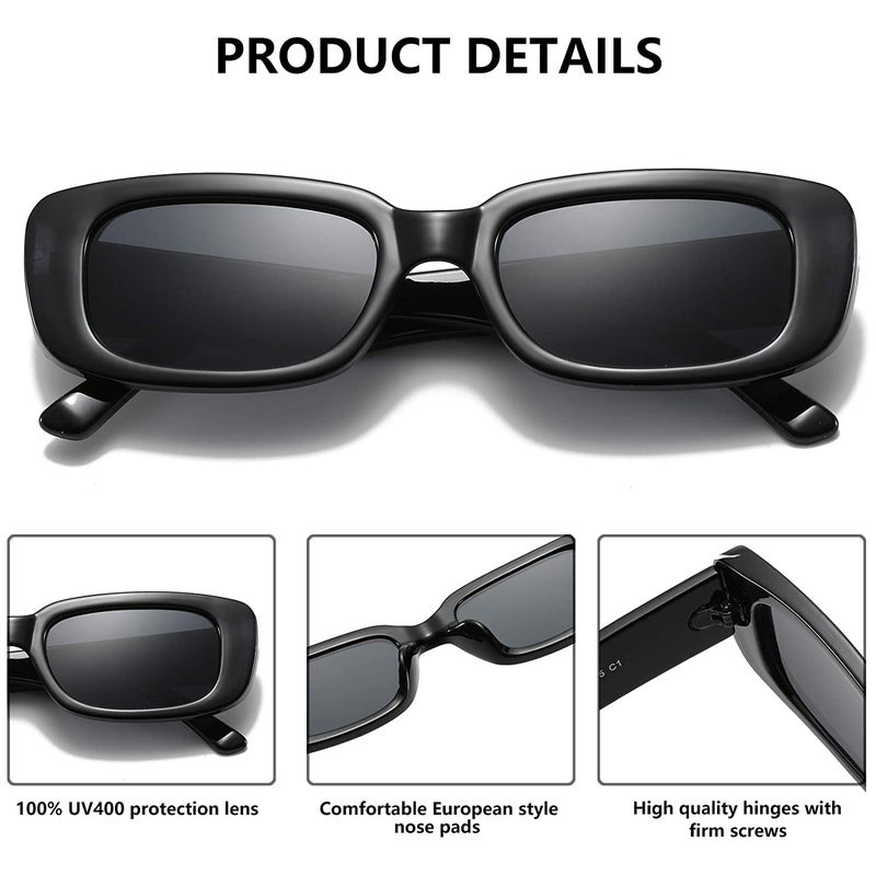 DLALA Retro Fashion Rectangle MC STAND Glasses for Men for Women Trendy Sunglasses UV 400 Protection Square Frame - Eyewear - Image 5