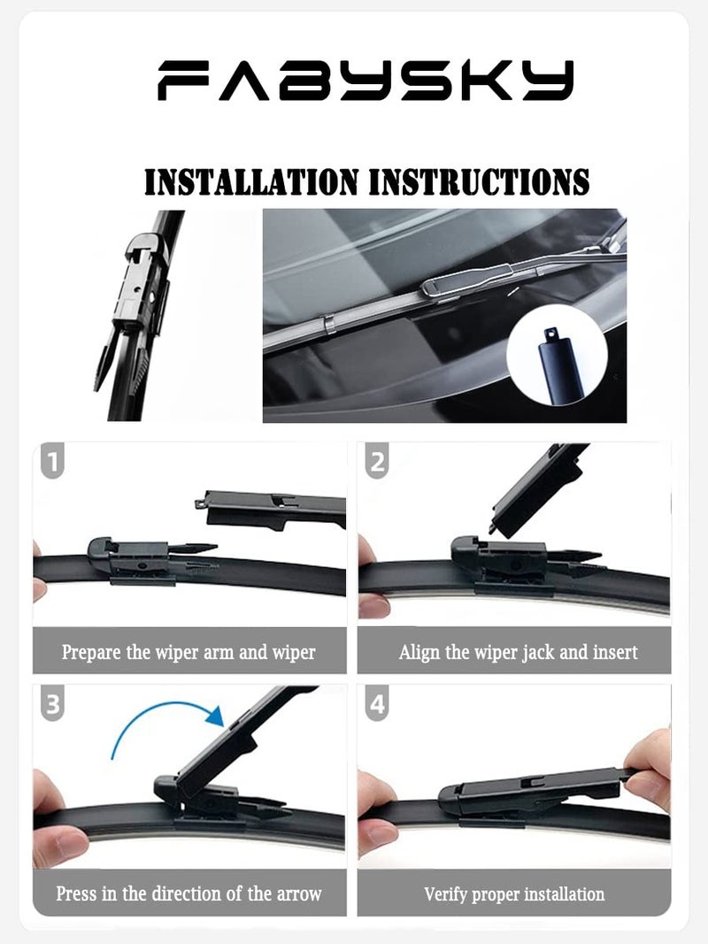 Fabysky 3Pcs for Ford Explorer Windshield Wiper Blades 2011-2023 Police Interceptor Utility 2013-2023, Original Equipment Automotive Replacement Windshield Wiper Blades - Pinch Tab 26"/22"/11" (Set of 3) - Image 4
