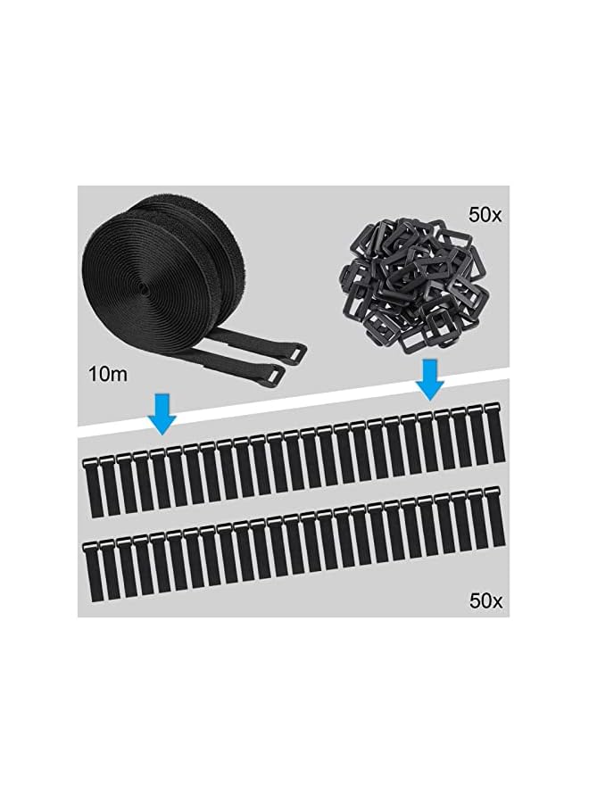 PROMASS promass Velcro Cable Ties, 10m Adjustable Velcro Cable Straps Heavy Duty with 50 Buckles, 2 Pcs Free Cut Self Hook and Loop Securing Strap for Cable Tidy, Wire Management, Cord Organiser  - Image 5