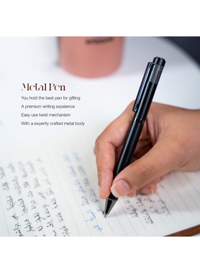 Sultan Premium Matte Black Metal Twist Ballpoint Pen with Diamond-Knurled Top Cap — Luxury Retractable Writing Pen, Ultra-Smooth Ink Flow, Solid Metal Body, Elegant Gift Pen for Professionals, Executives, Office, Business & Everyday Writing - Image 3