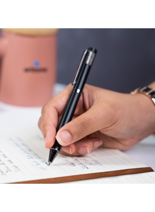 Sultan Premium Matte Black Metal Twist Ballpoint Pen with Diamond-Knurled Top Cap — Luxury Retractable Writing Pen, Ultra-Smooth Ink Flow, Solid Metal Body, Elegant Gift Pen for Professionals, Executives, Office, Business & Everyday Writing - Image 2