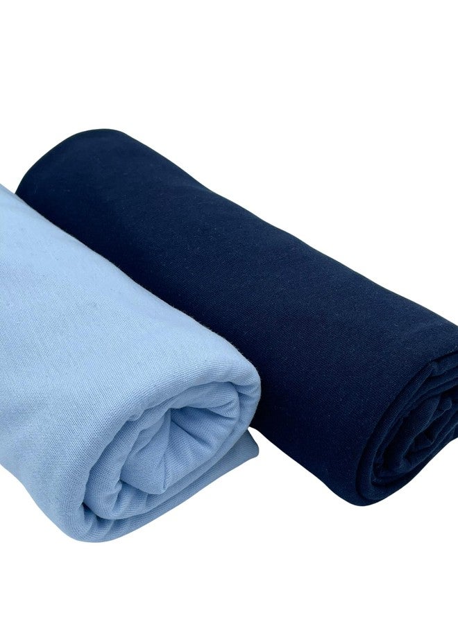 SHEETWORLD.COM Pack N Play Sheets Fitted 27 x 39, Compatible with Graco Pack N Play or Similar - 100% Jersey Cotton - Soft, Durable & Hypoallergenic, 2-Pack, Blue & Navy, by SheetWorld, Made in USA - Image 3