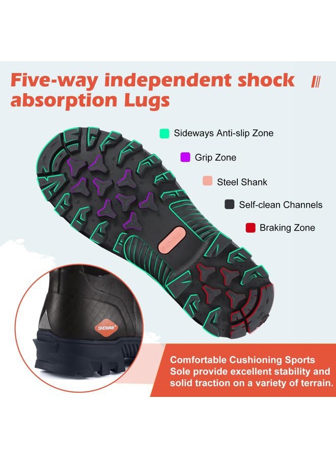 Showave Men's Short Rubber Boots Waterproof Rain Boots Insulated Working Booties with Comfortable Sports Sole, Brown,Size 9 - Image 3