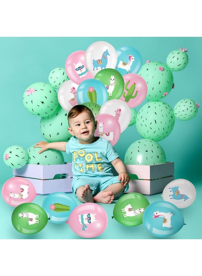 Aoriher 45 Pcs Llama Cactus Balloons Llama Themed Birthday Party Decor 12 Inch Cactus Latex Balloons Bolivian Peru Alpaca Supplies for Birthday Party Baby Shower Mexican Cinco De Mayo Fiesta - Image 4