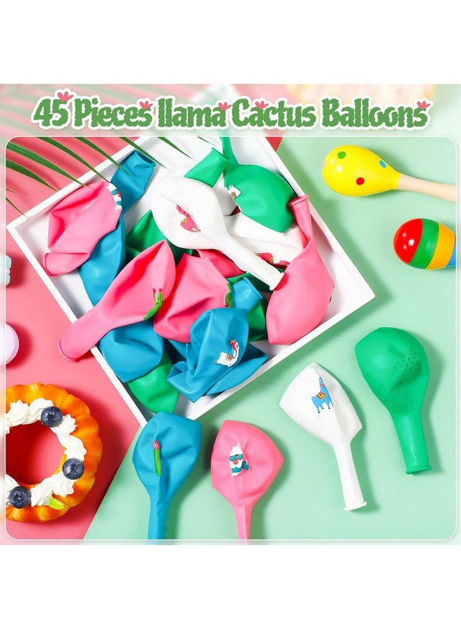 Aoriher 45 Pcs Llama Cactus Balloons Llama Themed Birthday Party Decor 12 Inch Cactus Latex Balloons Bolivian Peru Alpaca Supplies for Birthday Party Baby Shower Mexican Cinco De Mayo Fiesta - Image 3