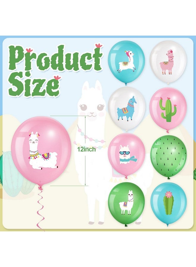 Aoriher 45 Pcs Llama Cactus Balloons Llama Themed Birthday Party Decor 12 Inch Cactus Latex Balloons Bolivian Peru Alpaca Supplies for Birthday Party Baby Shower Mexican Cinco De Mayo Fiesta - Image 2