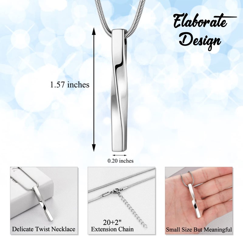 abooxiu Cremation Jewelry for Ashes Twist Ashes Necklace Urn Necklace for Ashes Cremation Necklace Stainless Steel Urn Pendant Memorial Keepsake for Women Men - Image 3