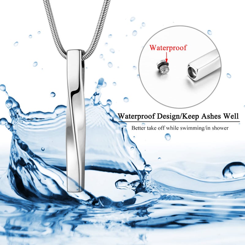 abooxiu Cremation Jewelry for Ashes Twist Ashes Necklace Urn Necklace for Ashes Cremation Necklace Stainless Steel Urn Pendant Memorial Keepsake for Women Men - Image 5