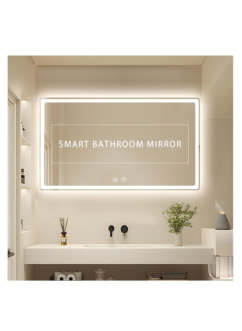 23.6"*31.5" Backlit LED Bathroom Vanity Mirror, 3-Color Temperture,CRI 90+, IP54 Waterproof, Anti-Fog Dimmable Wall Mounted Mirror, Makeup Mirror with Lights (Rectangular horizontal section 60*80cm)
