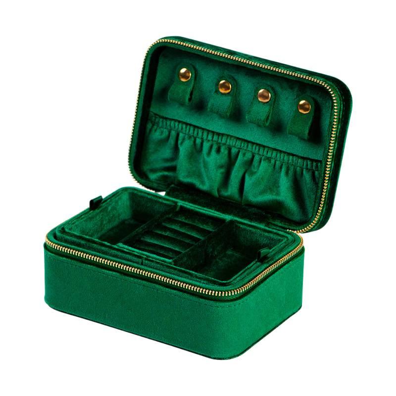 Jewelry Organizer in Velvet for Accessories 2 Layer Lockable 15 x 10.5 x 7 cm Brown for School Days - Image 5