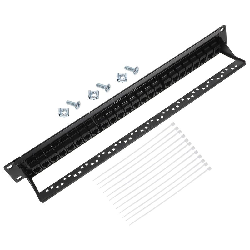 Port Ethernet Patch Panel Wall Mount Network Patch Panel for High-Density Applications Easy Installation Heat-Resistant Material for Data Communication and Equipment Management - Image 1