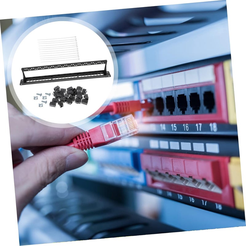 Port Ethernet Patch Panel Wall Mount Network Patch Panel for High-Density Applications Easy Installation Heat-Resistant Material for Data Communication and Equipment Management - Image 3
