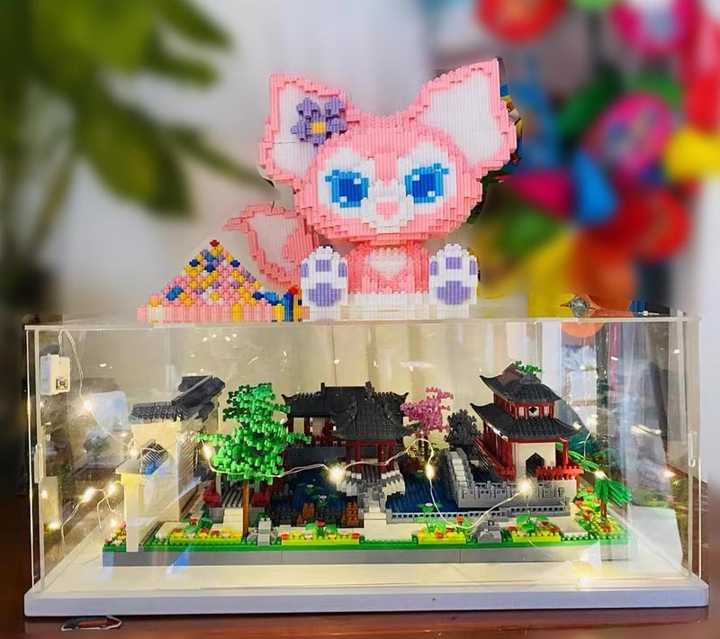 إليبيور حاوية عرض أكريليك شفافة لمجموعات Lego المصغرة، صندوق عرض معزز، تخزين مضاد للغبار مع قاعدة لدراجة Lego النموذجية المجمعة (أبيض، 40 × 20 × 25 سم) - Image 5