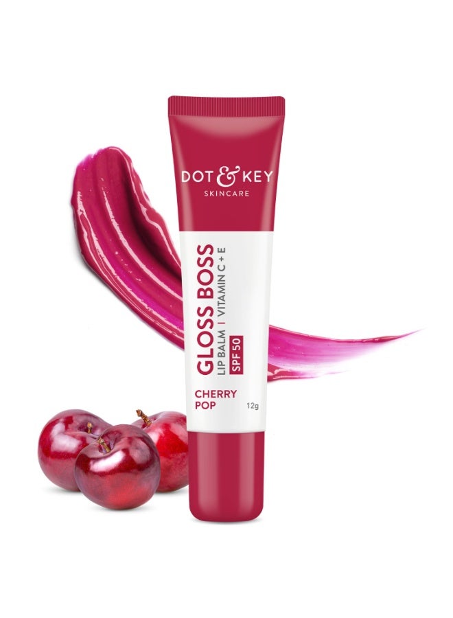 Dot & Key Women's Cherry Lip Balm SPF 50 (12gm) | Moisturization |For Smooth and Brightens Lips | Shea Butter with Vitamin E|Tinted Lip Balm for Glossy, Buttery Soft Lips|with Vitamin C for Dark Lips - Image 1
