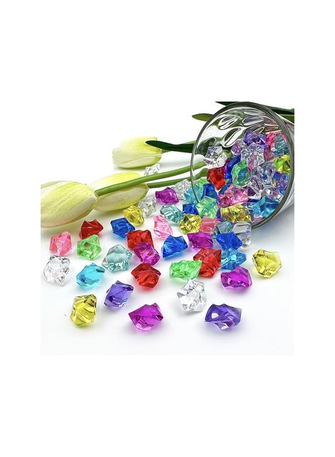 The Bros 150 قطعة من صخور الثلج الواضحة المتلألئة، صخور الثلج الملونة المزيفة، ثلج ذهبي مزيف، صخور ثلج مزيفة، جواهر بلاستيكية، صخور ثلج أكريليك مكسرة، ميني ألماس مزيف لتزيين المزهريات، حشوات، وزينة للطاولات - Image 2