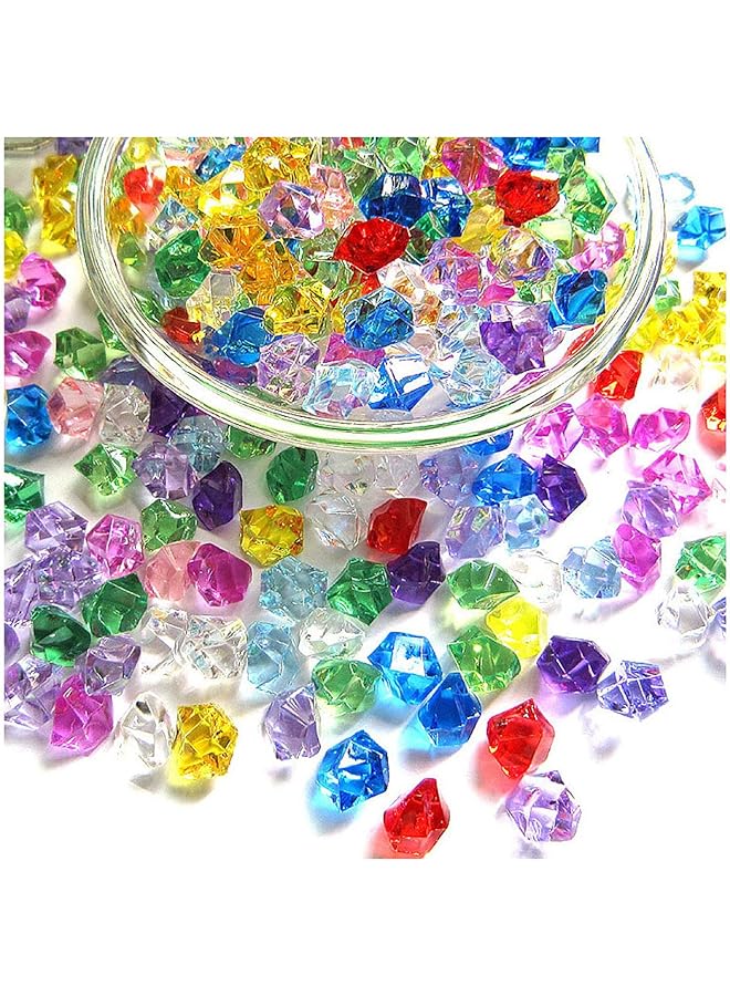 The Bros 150 قطعة من صخور الثلج الواضحة المتلألئة، صخور الثلج الملونة المزيفة، ثلج ذهبي مزيف، صخور ثلج مزيفة، جواهر بلاستيكية، صخور ثلج أكريليك مكسرة، ميني ألماس مزيف لتزيين المزهريات، حشوات، وزينة للطاولات - Image 1
