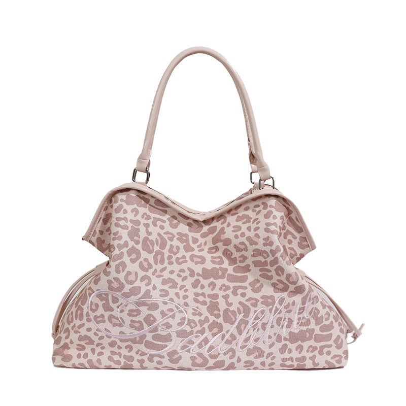 Women's Large Leopard Print Canvas Crossbody Bag - Image 5