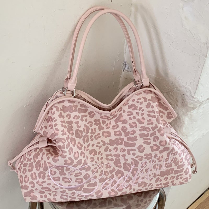 Women's Large Leopard Print Canvas Crossbody Bag - Image 1