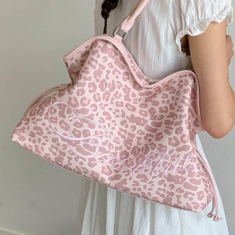 Women's Large Leopard Print Canvas Crossbody Bag - Image 2