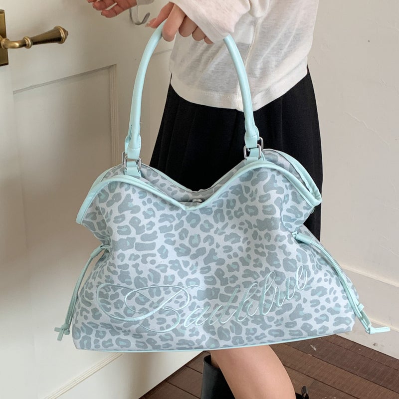 Women's Large Leopard Print Canvas Crossbody Bag - Image 3