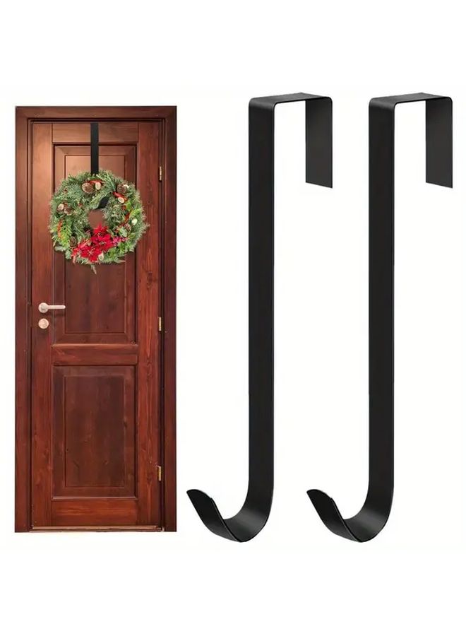 1pc Heavy Duty Metal Door Hanger Large Size Easy Installation Sturdy Black Design For Christmas And Halloween Wreath Decor Holiday Decorations - Image 2
