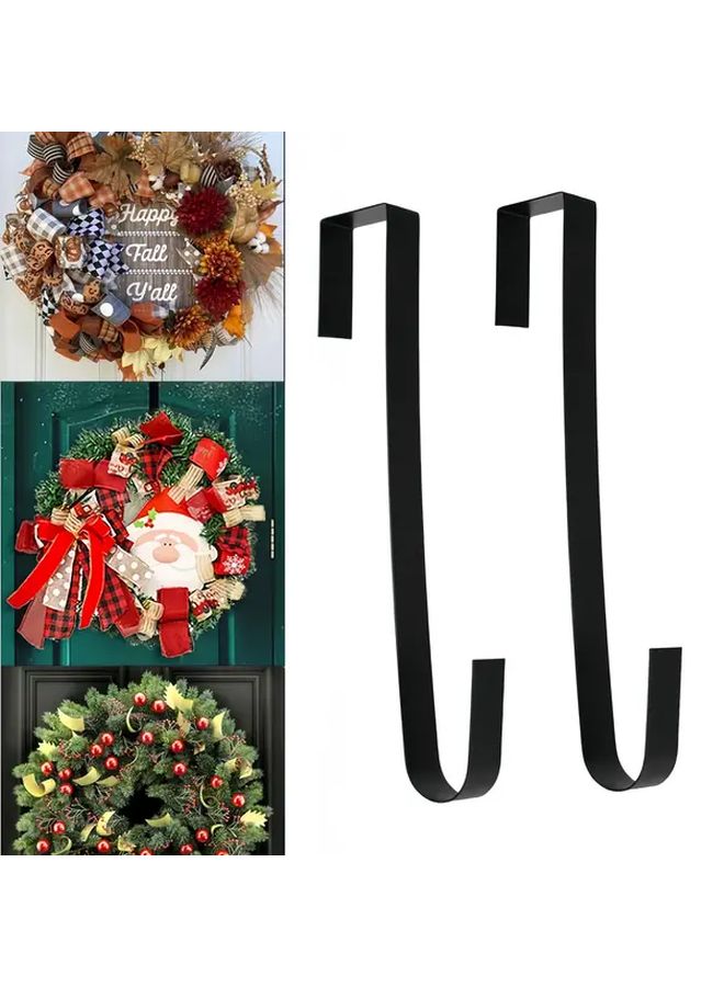 1pc Heavy Duty Metal Door Hanger Large Size Easy Installation Sturdy Black Design For Christmas And Halloween Wreath Decor Holiday Decorations - Image 1