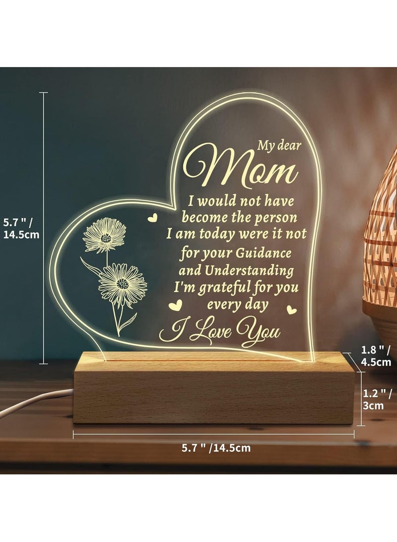 SOLARAE Mom Birthday Gifts, Acrylic Engraved Night Light Presents, Mothers Day Gifts for Mom from Daughter Son - Image 4