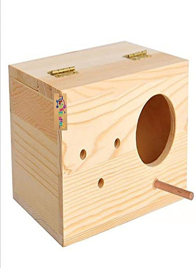 Western Era 9" Jumbo Size Natural Wood Mountable Nest Cum Breeding Box with Perch Attached for Birds - Image 5