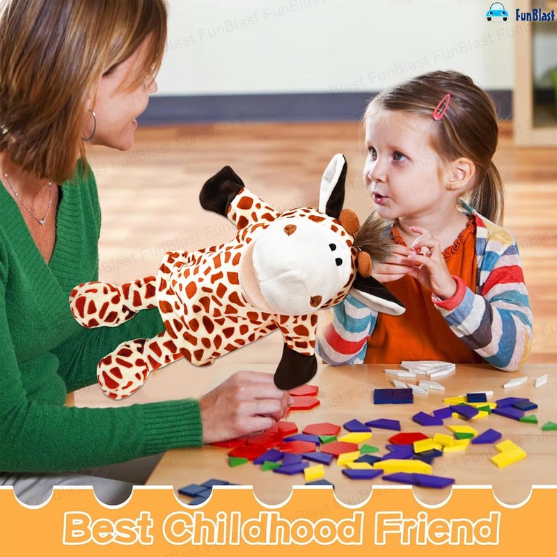 FunBlast Hand Puppets for Kids – Cute Animal Soft & Interactive Plush Giraffe Puppets for Storytelling, Role Play & Learning Toys, Perfect for Toddlers & Children (Multicolor) - Image 3