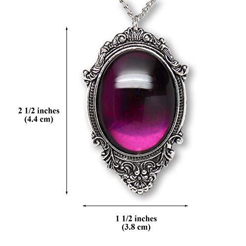 Real Metal Purple Cabochon in Antiqued Silver Finish Pewter Frame Pendant Necklace - Image 3