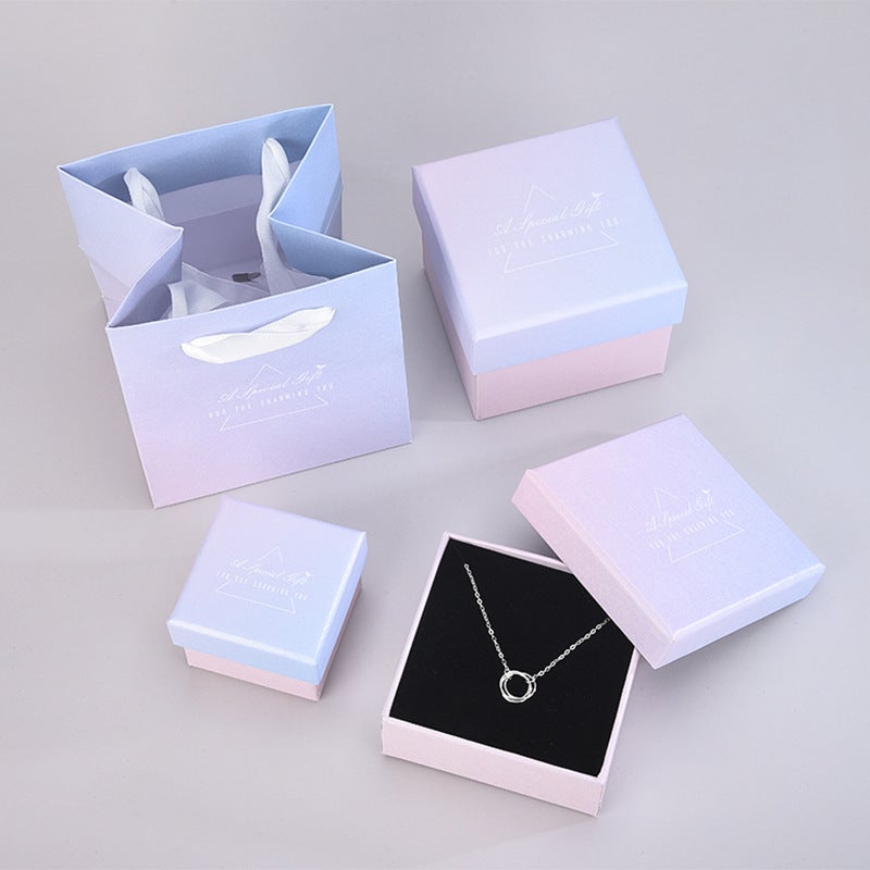 Generic Square Jewelry Gift Box Set for Necklace Bracelet Earrings Fashion gradient carton