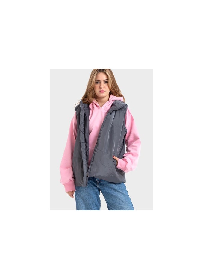 OKOYE - Okoye Gray Puffer Vest - Image 1