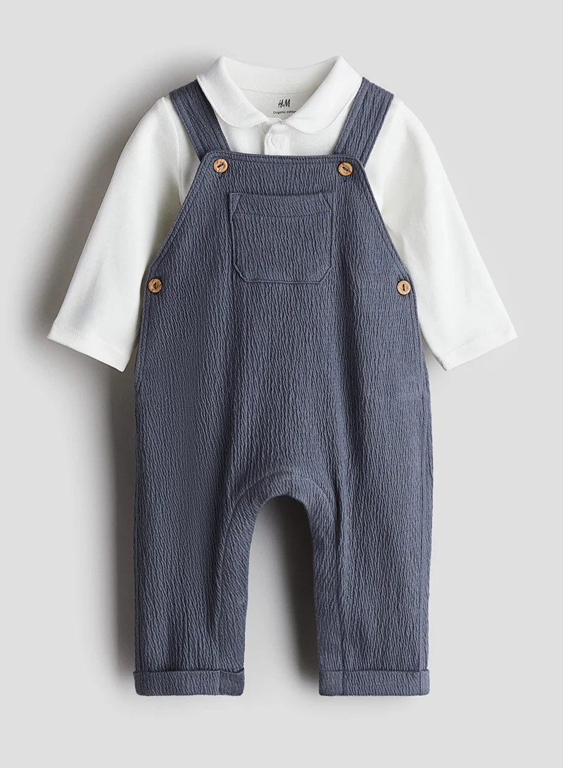 H&M 2-Piece Bodysuit And Dungaree Set