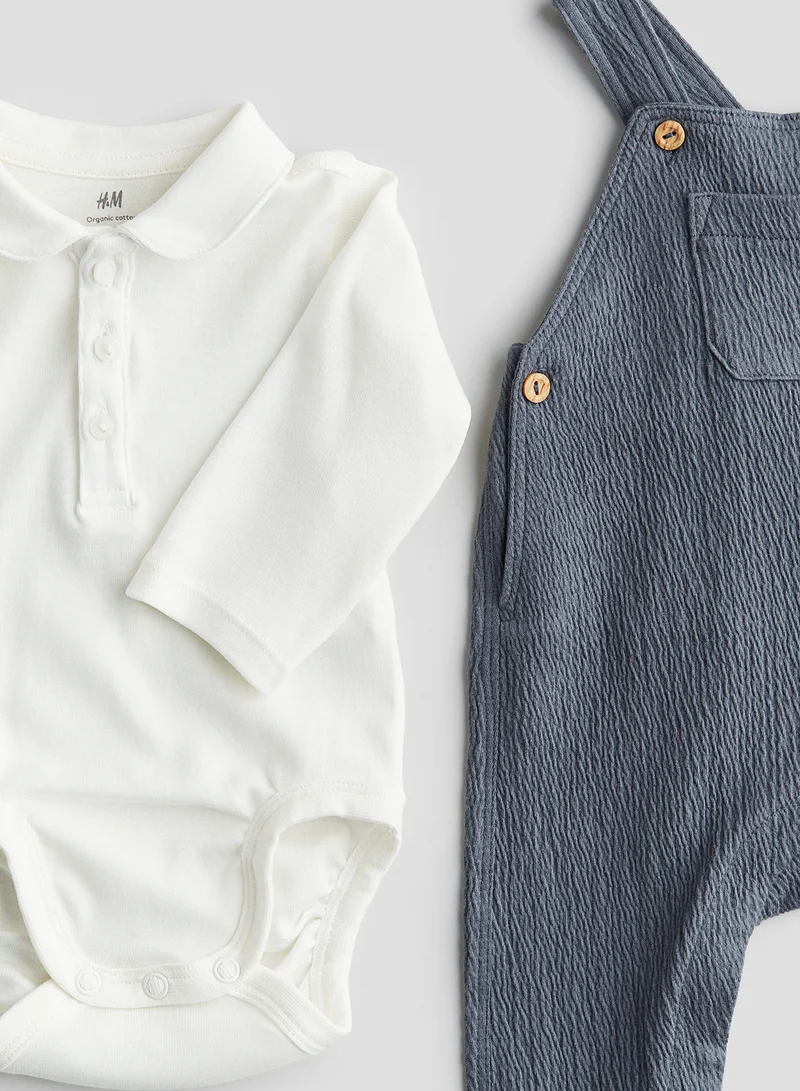 H&M 2-Piece Bodysuit And Dungaree Set