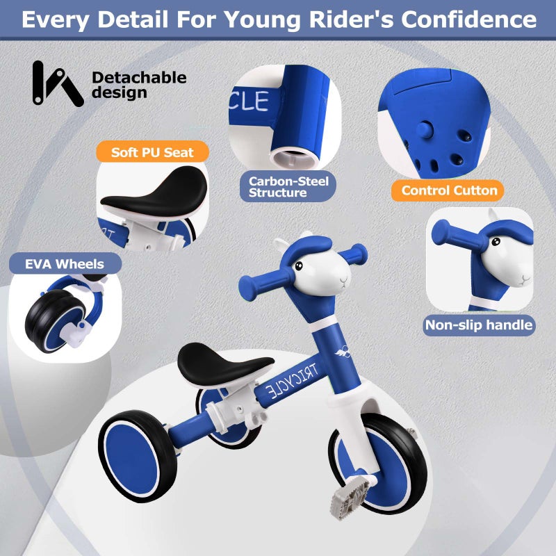 FZHZZ Toddler Balance Bike with Light & Music, Tricycle for Toddlers 1-5 Year Olds, Toddler Tricycle for Boys Girls, Kids Bicycle with Removable Pedal, Birthday Gifts for 1 2 3 4 5 Year - Image 3